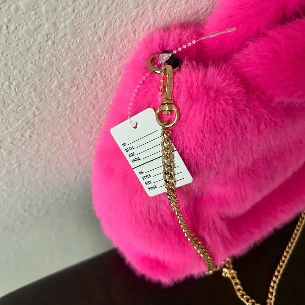 G by Giuliana HOT PINK  Faux Fur Crossbody Tote  nwt